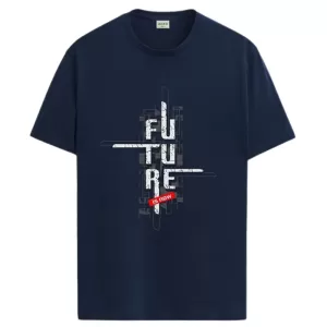 Men's Graphic Printed Cotton T-Shirt – Navy Blue Regular Fit