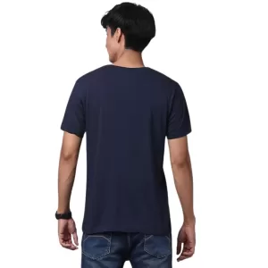 Men's Graphic Printed Cotton T-Shirt – Navy Blue Regular Fit