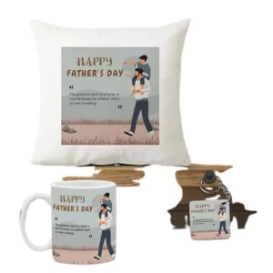 Father's Day Gift Set – Printed Cushion, Coffee Mug & Keyring Combo from COOL ART