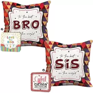 Gift for Brother Sister Combo – Printed Cushion with Filler and Greeting Cards for Rakhi or Birthday Gift for Brother Sister Combo Cushion with Greeting Cards
