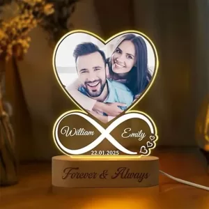 Cool Art Personalized LED Photo Lamp with Couple Name and Picture – Love Light Anniversary Gift