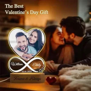 Cool Art Personalized LED Photo Lamp with Couple Name and Picture – Love Light Anniversary Gift