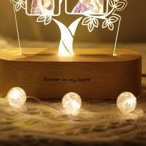 Cool Art Personalized 3D Illusion Family Tree LED Photo Lamp Gift for Couple – 20x22 cm – Multicolor