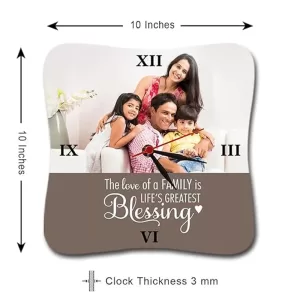 Cool Art Personalized Multicolour Wooden Wall Clock with Custom Photo & Name – 10x10 Inches
