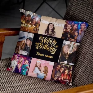 Cool Art Personalized Photo Pillow with Custom Picture and Text – Gift for Couples and Home Decor