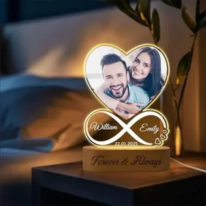Cool Art Personalized LED Photo Lamp with Couple Name and Picture – Love Light Anniversary Gift