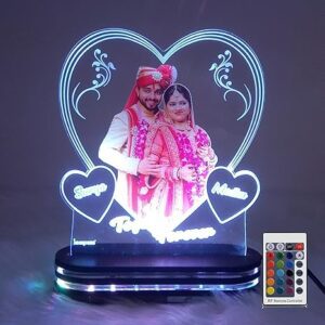 Cool Art Personalized Heart Shape LED Acrylic Photo Lamp for Couples – PS-011