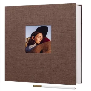 Brown self-adhesive photo album with 20 sheets and 40 double-sided pages, DIY scrapbook for wedding, anniversary, birthday, and family portraits – COOL ART Umi Self Adhesive Photo Album