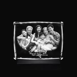 Laser engraved 3D photo crystal cube with LED light – personalized gift for birthday, anniversary, or wedding