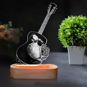 Personalized acrylic guitar night lamp with custom photo engraving, unique LED gift for musicians, guitarists, and music lovers Personalized Guitar Night Lamp