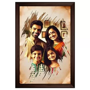 Personalised Family Photo Frame on Canvas or Vinyl Print with Frame – Customised Wall Art for Home Décor, Birthday, Anniversary, Housewarming, Festival Gifting – Photo to Art Print