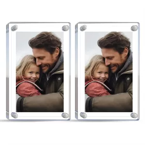 Magnetic Photo Frames – COOL ART Acrylic 6x9 cm Square Fridge Photo Frame Set of 2 with Personalized Photos for Home, Kitchen, and Office Décor