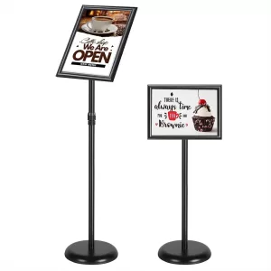 COOL ART 9.4x13 inch heavy-duty adjustable floor standing sign holder with round base. Adjustable Floor Standing Sign Holder