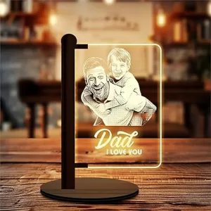 Custom LED Night Lamp for Dad with engraved photo and name, personalized acrylic night light gift for father from son or daughter Custom LED Night Lamp for Dad