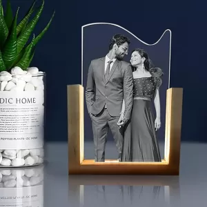 Anniversary customized photo lamp with personalized picture for couples, wedding, and anniversary gifts.