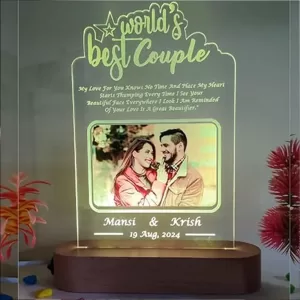 Personalized 3D Couple LED Lamp with custom name, date, and UV printed photo – Romantic gift for anniversary, wedding, or Valentine’s Day