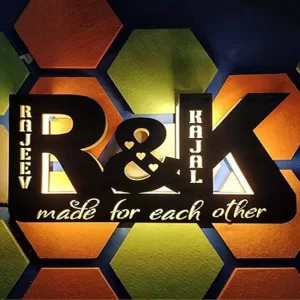 COOL ART Personalized Name LED Light – Romantic wooden couple alphabet lamp with custom name engraving, perfect for wedding, anniversary, and bedroom décor.