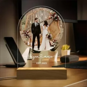 Customized LED Photo Frame – Semi Circle Personalized Picture UV Printed LED Lamp Gift for Anniversary, Wedding, Birthday