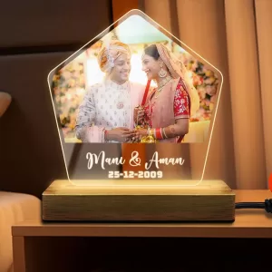 Customized LED Photo and Name Lamp – Personalized Acrylic Night Light for Couples Anniversary and Wedding Gift