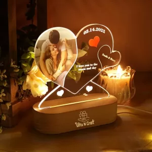 Personalized 3D Illusion Couple Lamp with custom photo and text, LED multicolor night lamp for anniversary, wedding, valentine’s gift.