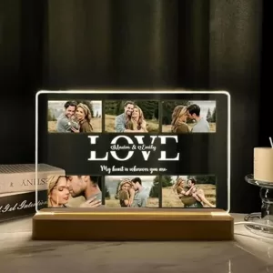 UV printed LED lamp customised photo frame with 6 pictures, personalized love lamp gift for couples, anniversary, wedding, or birthday UV Printed LED Photo Frame