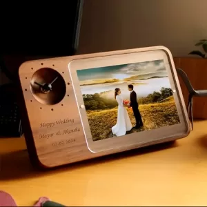 COOL ART Personalized Wooden Photo Frame with Engraved Message – Anniversary & Wedding Gift for Couples