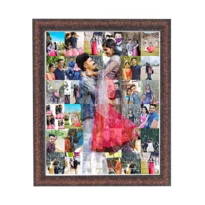 Personalized Mosaic Collage Wooden Photo Frame, 16x20 inch, Matt Finish, 144 Photos, Wall Mount Rectangular Frame