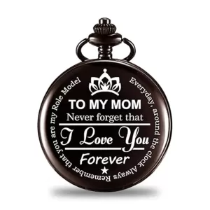 Elegant COOL ART Mom Pocket Watch with engraved message – perfect gift for Mother’s Day, Birthday, Anniversary, and special occasions.