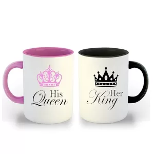 King Queen Couple Coffee Mug Set of 2 – Gift for Husband and Wife, Anniversary, Birthday, Valentine Coffee Mugs
