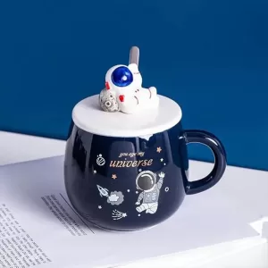 3D Panda Coffee Mug – COOL ART Ceramic Coffee Cup with Lid & Glass Spoon, 420ml Panda White Mug for Coffee, Tea, Birthday Gift & Rakhi Present