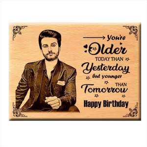 Personalized wooden plaque gift for men – custom engraved photo and text, 9x7 inches by COOL ART Personalized Wooden Plaque for Men