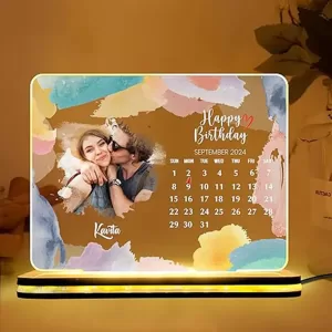 Transparent Personalised LED Table Lamp with Photo & Name Birthday Calendar Frame Gift