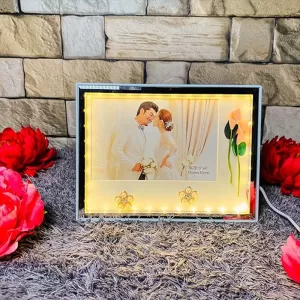 Personalized Crystal Photo Frame with LED Light Night Lamp – Unique Gift for Birthday, Anniversary, Kids & Couples