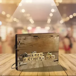 Wooden Photo Album Scrapbook with 40 black pages and wooden cover for Father’s Day gift Wooden Photo Album Scrapbook.