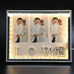 COOL ART Love Crystal LED Photo Frame glowing with LED light – perfect anniversary, birthday, or Valentine’s Day gift