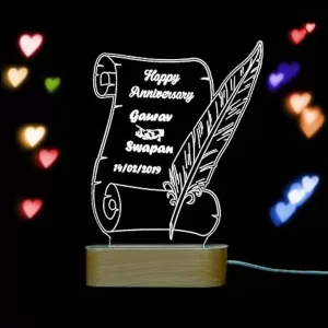 Custom Name LED Lamp for Couples with engraved names, soft LED glow, Multi Design 4