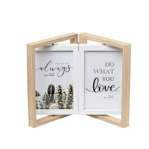 Wooden Rotating Photo Frame by COOL ART – 4x6 inch double-sided rotating vertical frame holding 4 photos, ideal for tabletop, office desk, and home décor