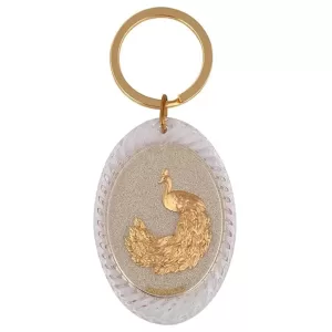 COOL ART Oval Gold Keychain in 24KT finish – Premium accessory for car, bike, and scooty owners. Elegant unisex key holder for men and women.