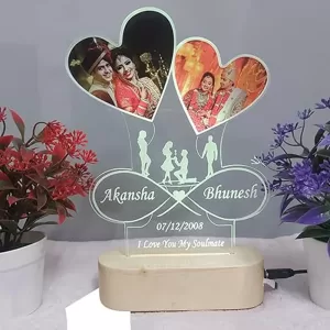 Custom LED Lamp Gift for Girlfriend with personalized name engraving and multi-color 3D illusion
