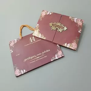 Floral Design Invitation Card in Hardbound by COOL ART – Pack of 50 Wedding Cards