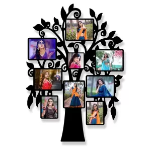 Tree shape MDF wall photo frame with 9 picture slots by COOL ART Wooden Tree Shape Cutout Photo Frame