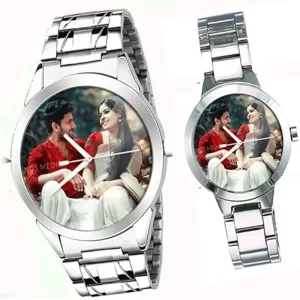 Personalized couple wristwatches with photo and stainless steel band Custom Watches for Couple